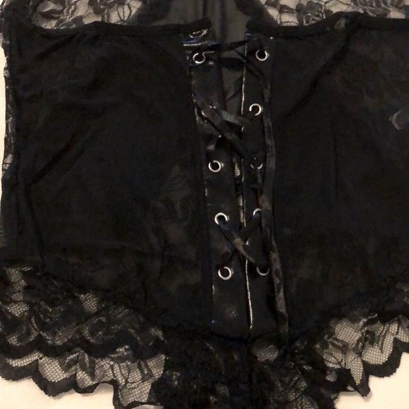 LAST ONE‼️Sexy Black High Sheer Rose Lace Babydoll - Picture 7 of 7